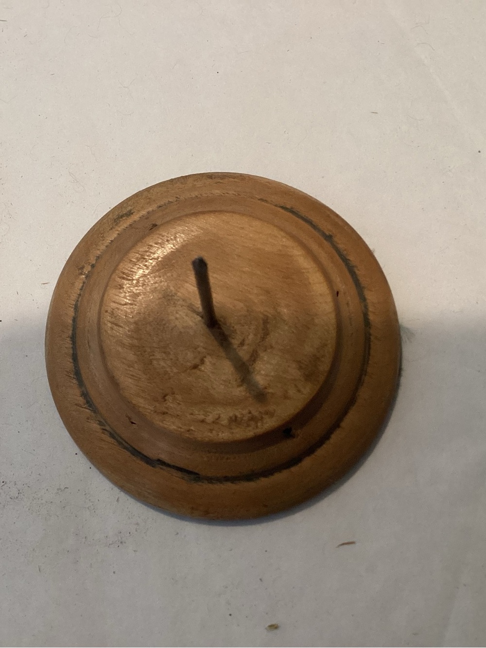 Vtg. Receipt spike/bill spindle, weighted, tiered, wooden base to maintain stabi